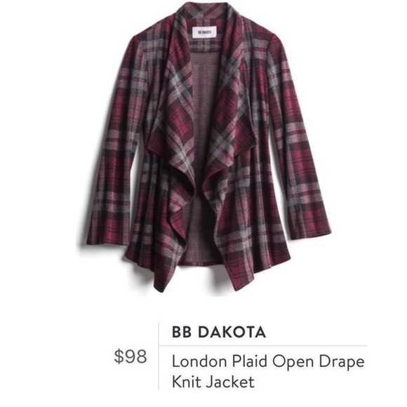 Stitch Fix l BB DAKOTA London Plaid Open Drape Knit Jacket, Small - Picture 8 of 8